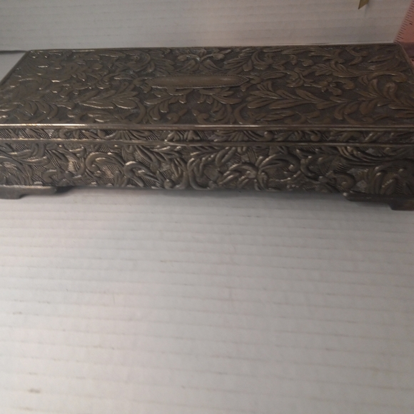 Godinger metal silver plated jewelry box with mirror engraving area vintage - Picture 2 of 12